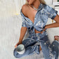 Women Satin Pajamas Silk Floral Printing Lapel Button Shirt With Trousers Pajama Set Nightwear Pyjama Sleepwear Pijama Mujer