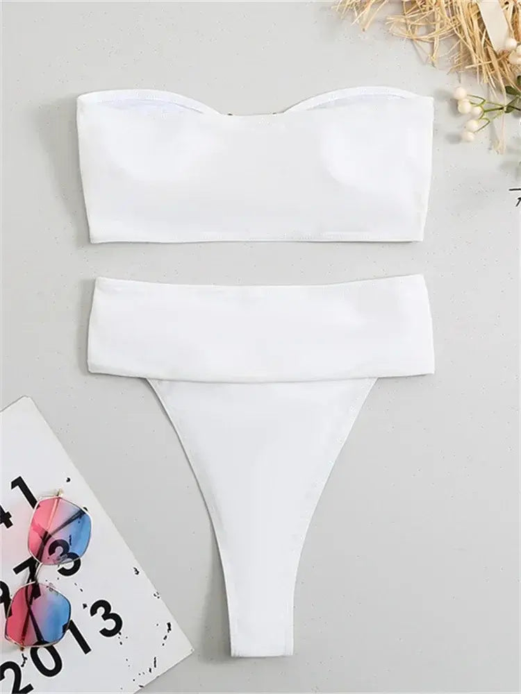 Luxury Metal Designer High Waist Swimsuit