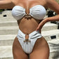 Luxury Metal Designer High Waist Swimsuit