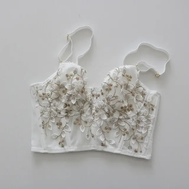 embroidered corset bralette