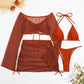 4 Pieces Lace Up Halter Triangle Swimwear