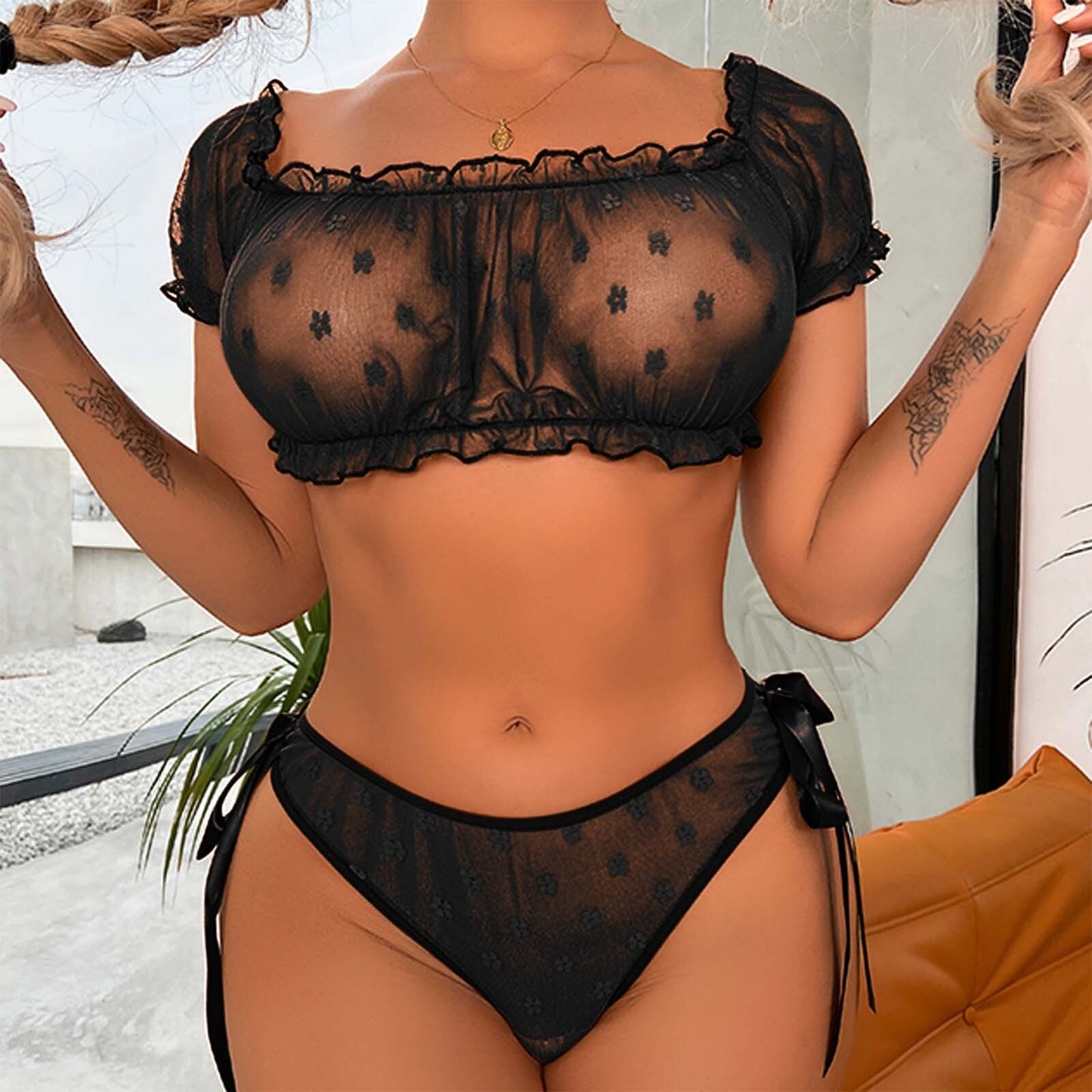 Women Mesh Bralette Sets - Qetesh Lingerie