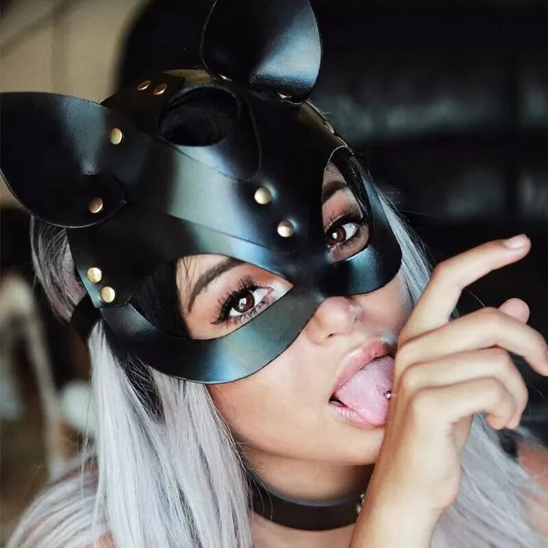 Hot Sexy Leather Cat Mask