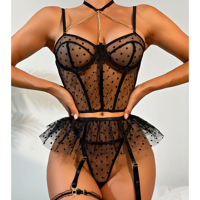 Ruffled Halter Exotic Set - Qetesh Lingerie