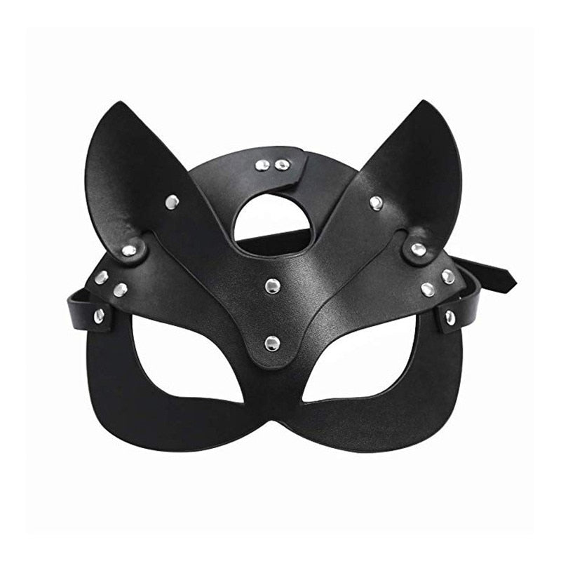 Mask Half face fox Cosplay Leather - Qetesh Lingerie