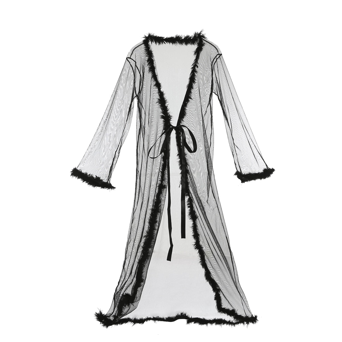 Lace Patchwork Satin Silk Robe - Qetesh Lingerie