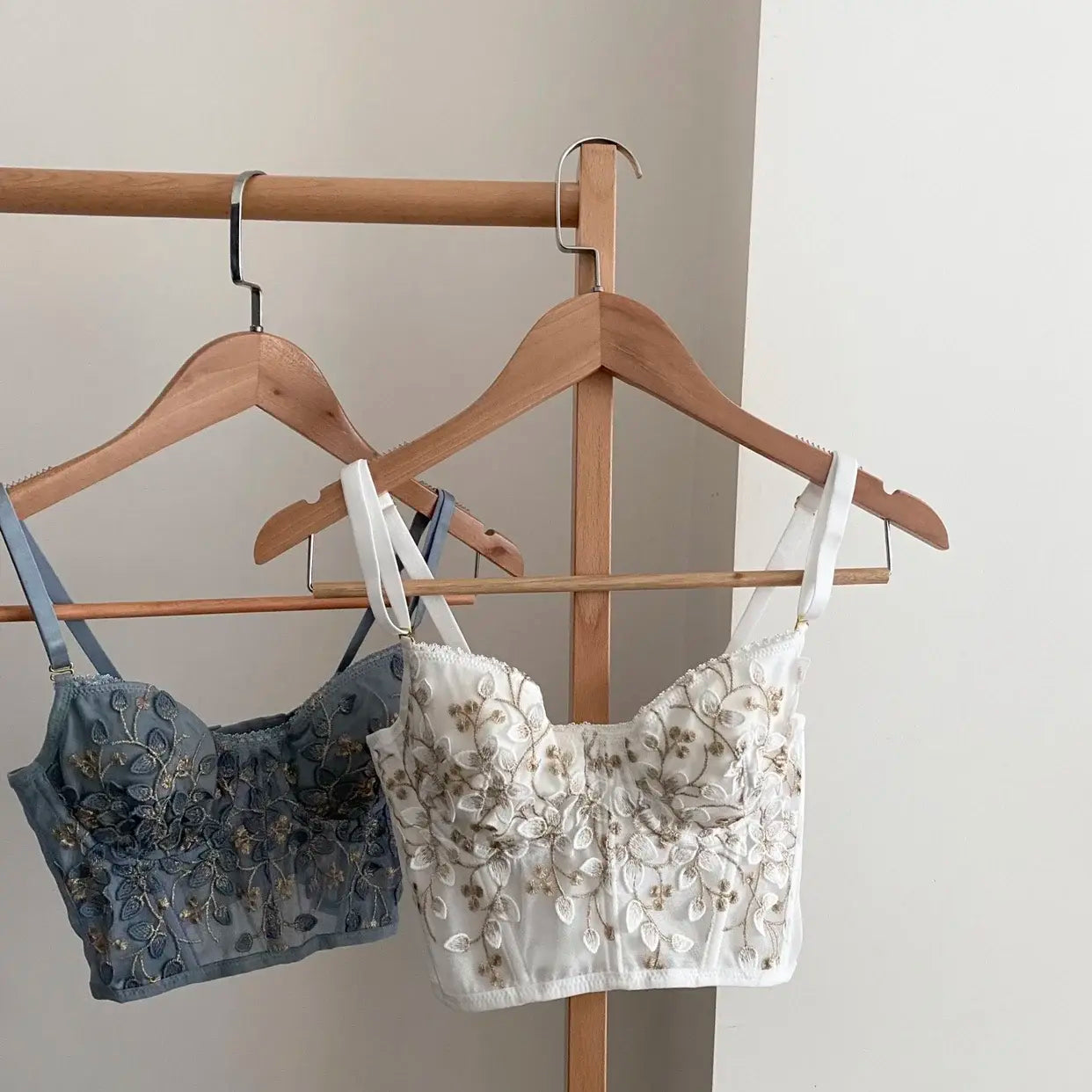 embroidered corset bralette