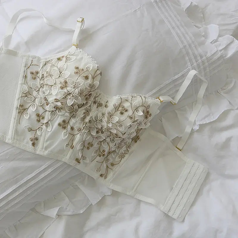 embroidered corset bralette