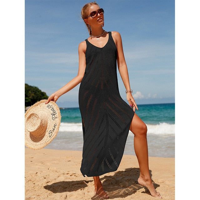 Knitted Crochet Maxi Cover-Ups - Qetesh Lingerie