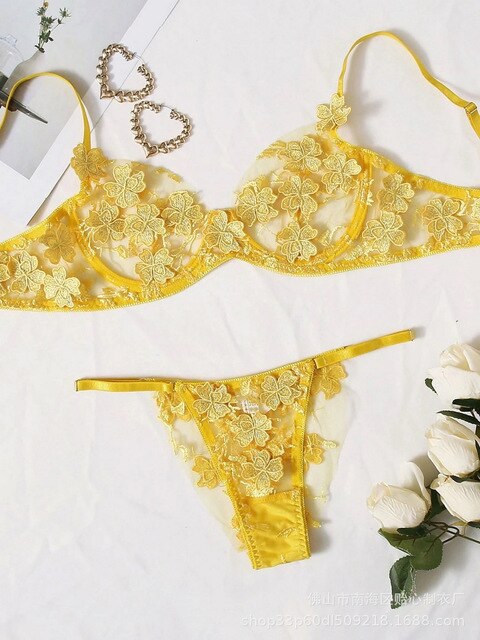 Embroidered Flower Sweet Mesh U