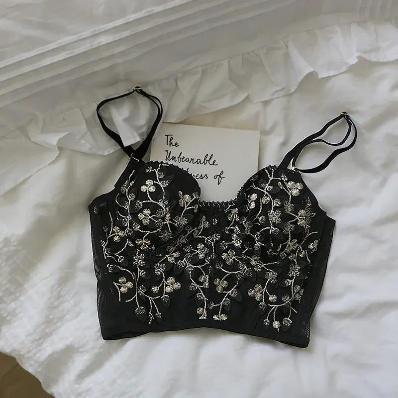 embroidered corset bralette