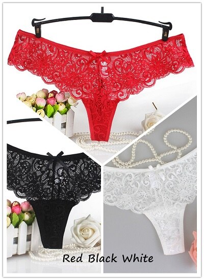 Set of 3 Sexy Lace Thongs G-Strings Low-Rise Panties - Qetesh Lingerie