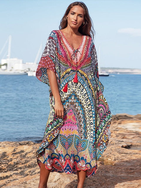 Kaftan Beach Tunic Dress Robe - Qetesh Lingerie