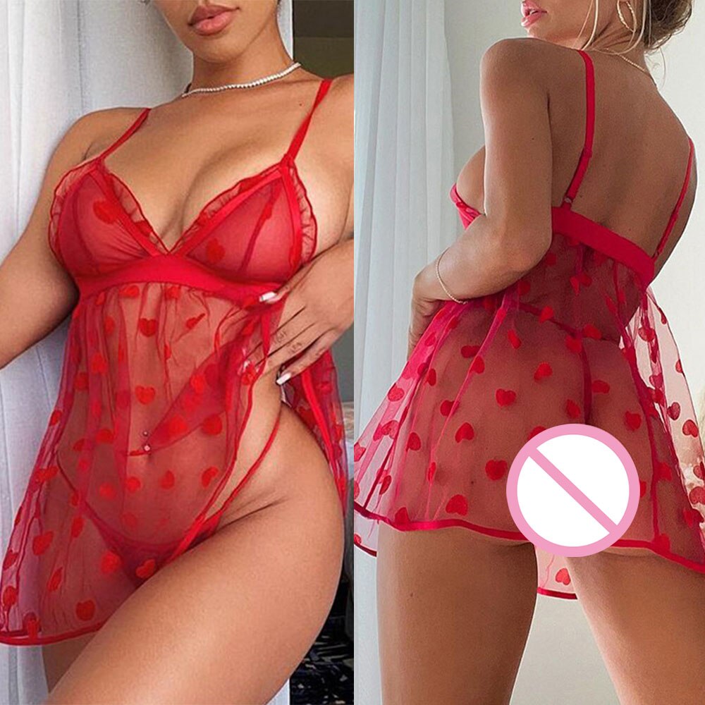 Transparent Mesh See Through  Nightdress - Qetesh Lingerie