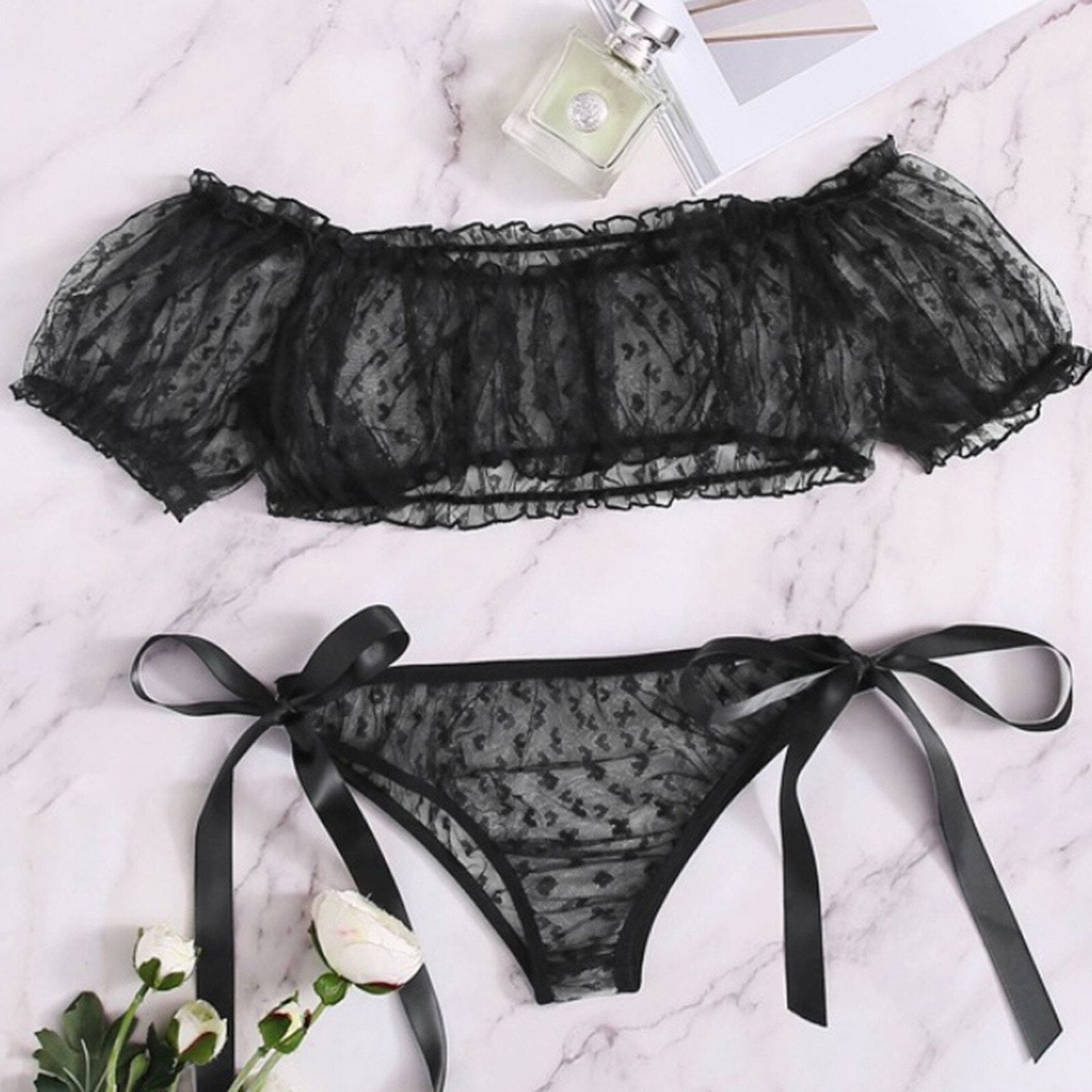 Women Mesh Bralette Sets - Qetesh Lingerie