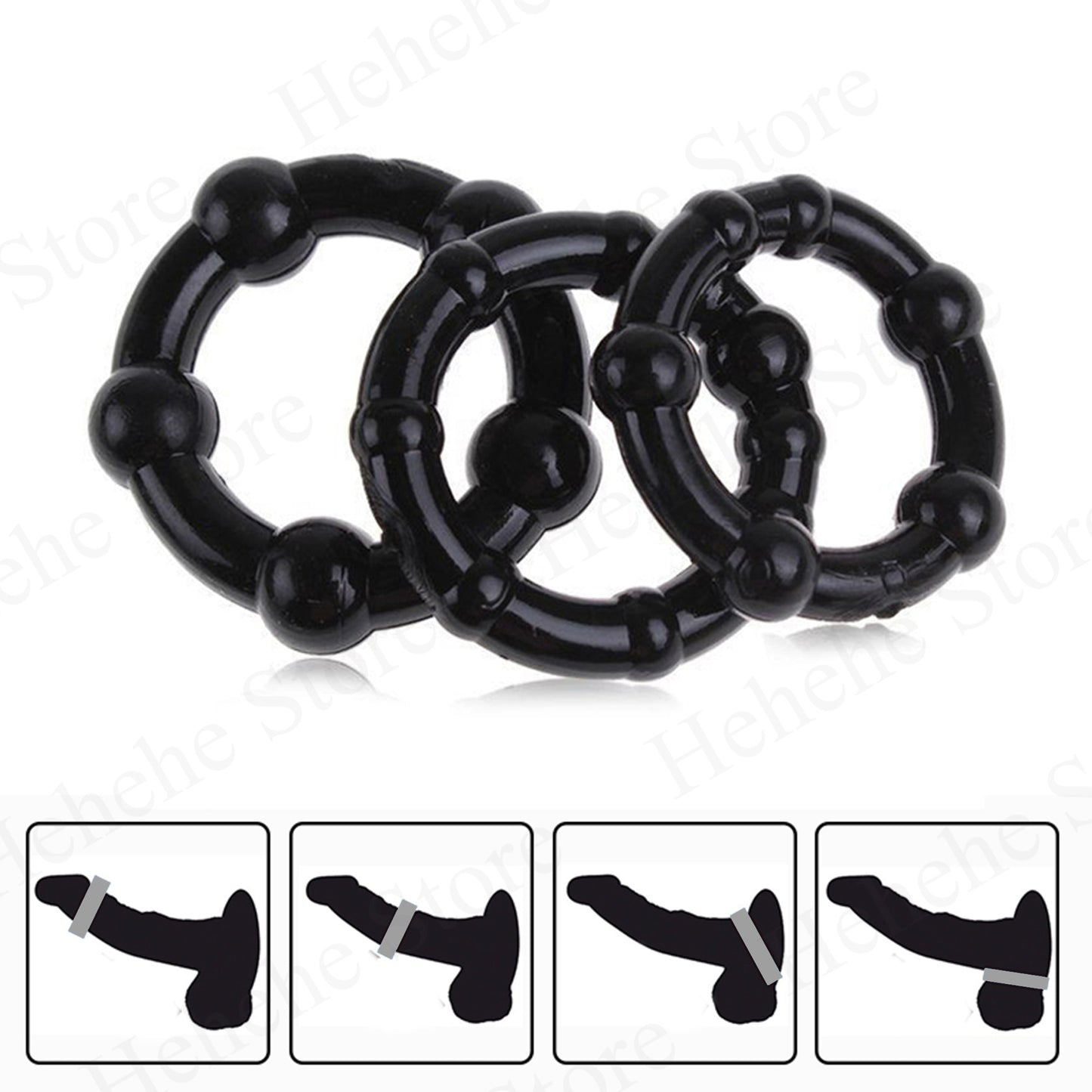 3 Pcs/Set Cock Penis Ring Bead