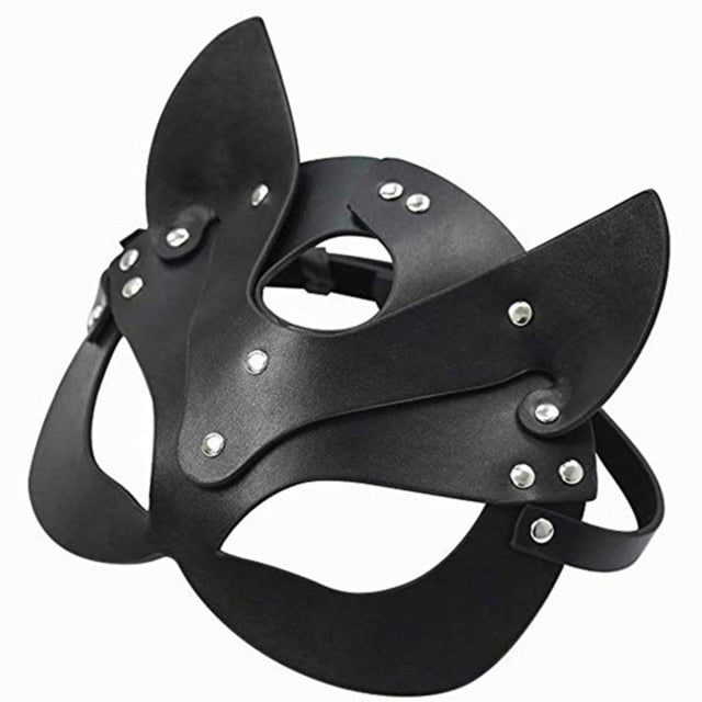 Mask Half face fox Cosplay Leather - Qetesh Lingerie